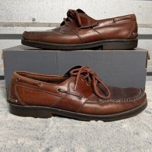 Neil M Mens Brown Leather Boat Shoes Loafers Moc Toe 9.5 D 405114 Mahogany